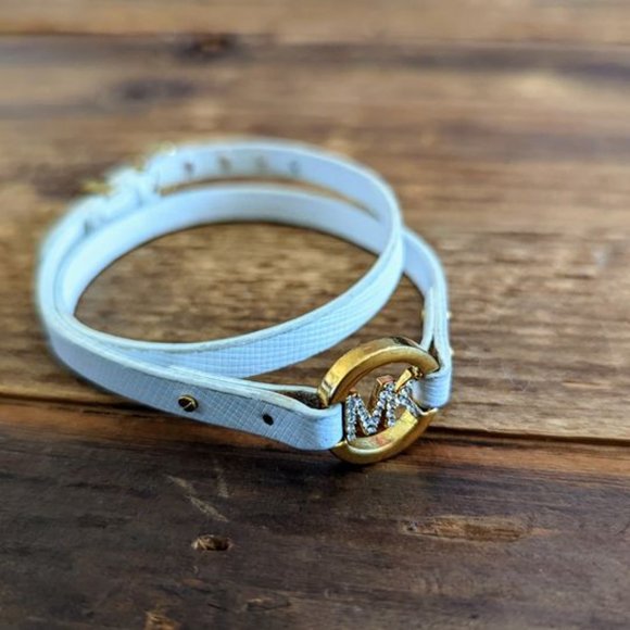 Michael Kors White Double-Wrap Leather Bracelet - Picture 2 of 10